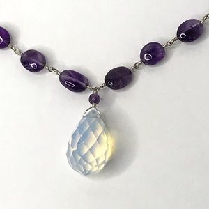 Necklace Purple May be Amethyst Crystal pendant